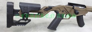 Systemgehäuse der Ruger Precision Rimfire Bronze mit vergrößertem Kammerstängel und Marksman Abzug.