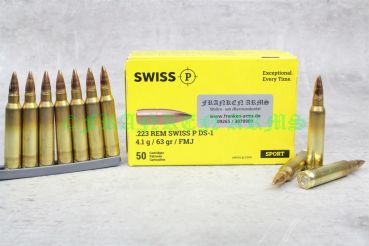 Swiss P .223 Rem. DS-1 FMJ 63gr. 4,1g 50 Stück