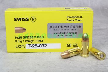 Swiss P 9x19 DS-1 FMJ 124gr. 8,0g 50 Stück
