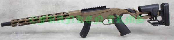 Verstellbarer Hinterschaft der Ruger Precision Rimfire Kleinkaliberbüchse mit Wangeauflage.