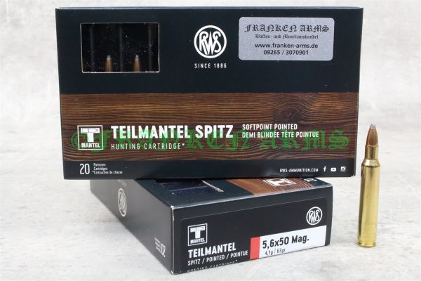 RWS Teilmantel Spitz 5,6x50 Mag. 63gr. 4,1g 20 Stück