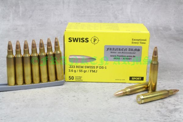Swiss P .223 Rem. DS-1 FMJ 55gr. 3,6g 50 Stück