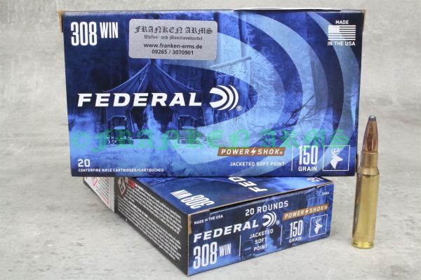 Federal Power Shok .308 Win Teilmantel 150gr. 9,7g 20 Stück