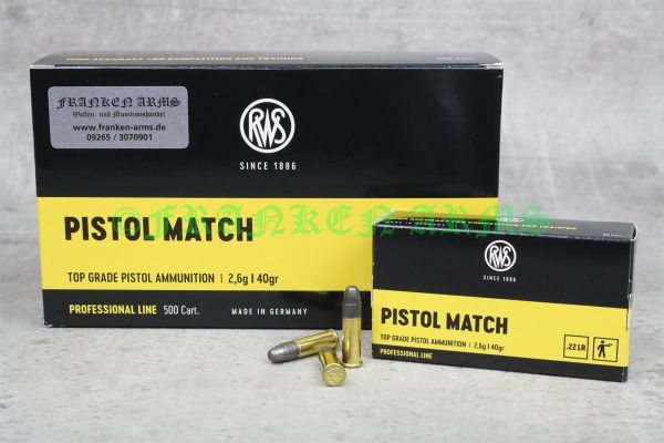 RWS Pistol Match .22 l.r. 40gr. 2,6g 50Stück