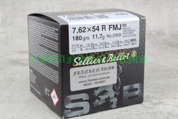 Sellier&Bellot 7,62x54R FMJ 180gr. 11,7g 50 Stück