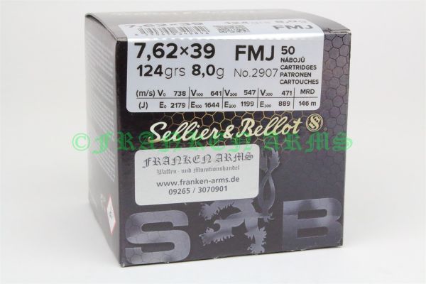 Sellier&Bellot 7,62x39 FMJ 124gr. 8,0g 50 Stück